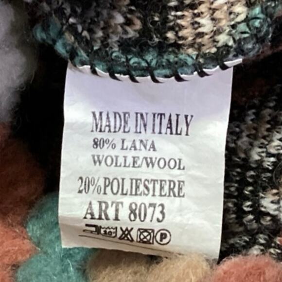 Italian Women's Granny Square Multicolor Floral Hooded Button Coat Jacket Sz S - Picture 6 of 6